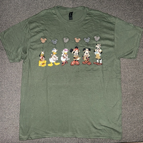 Disney Mickey And Friends Safari Olive Green T Shirt - Picture 2 of 4